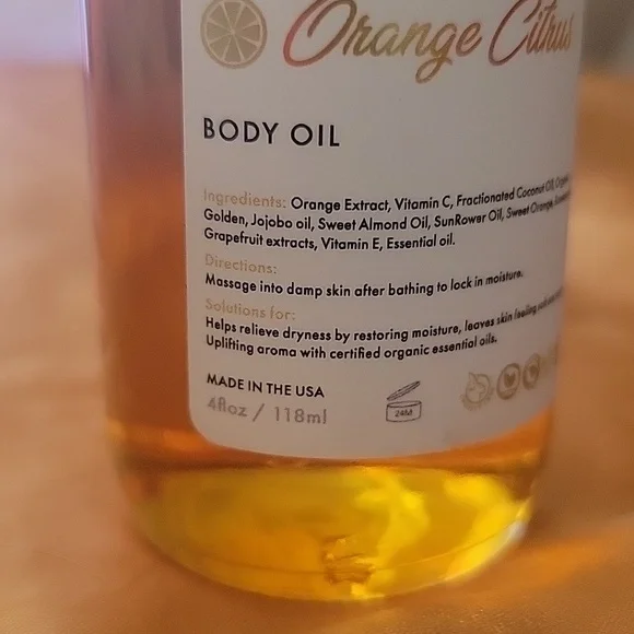 NEW Aminnah Skincare ORANGE CITRUS Body Oil - Picture 4 of 5